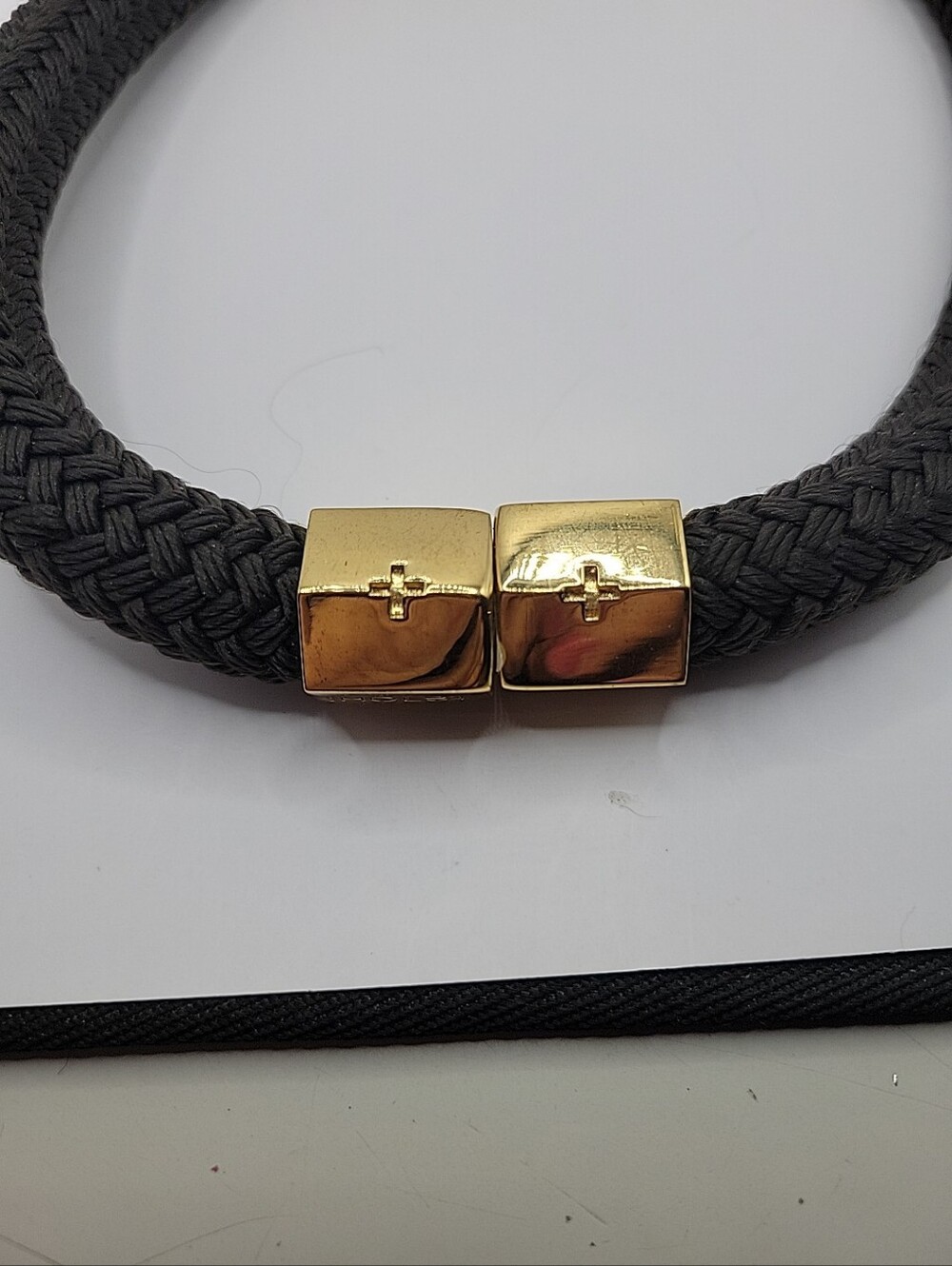 Holst + Lee Floral Gold Ball Charm Black Braided Necklace Chunky, Boho, Party. - Picture 8 of 9